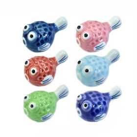 Assorted Color Ceramics Pufferfish Chopstick Holder Rest Decorative Tableware Stand, 5 Pack