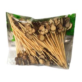 [Fruits]100 Pcs Cute Bamboo Party Supplies Disposable Cocktail Picks Fruit Picks