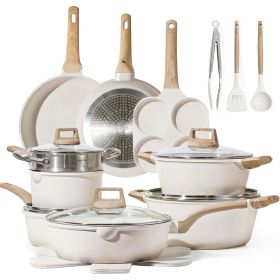 Pots and Pans Set, Nonstick Cookware Sets, White Granite Induction Cookware Non Stick Cooking Set w/Frying Pans