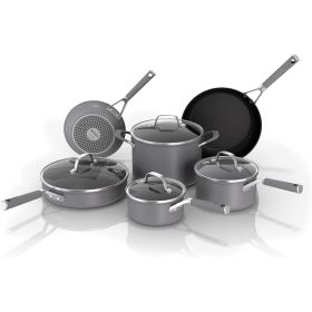 NeverStick Comfort Grip 10-Piece Cookware Set, Fry Pan, Saucepan, Stock Pot with Lid, Nonstick, Durable, Scratch Resistant