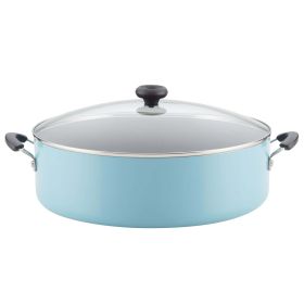 Farberware 14" Easy Clean Nonstick Family Pan, Jumbo Cooker with Lid, Aqua