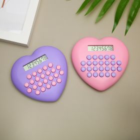 Multi-function 8-bit Calculator Creative Love Computer Font Clear Plastic Keys Student Supplies Wholesale Cute Calculator (Color: Purple)