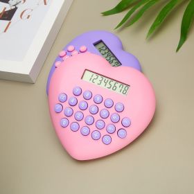 Multi-function 8-bit Calculator Creative Love Computer Font Clear Plastic Keys Student Supplies Wholesale Cute Calculator (Color: Pink)