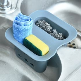 1pc Kitchen Sink Rack Soap Sponge Drainer Rack Holder Basket Storage Kitchen Sink Rack Sponge Holder Silicone Sponge Holder (Color: Blue Sink Stand)