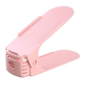 10pcs Plastic Adjustable Shoe Rack; Cabinet Shoe Storage Rack; Shoe Holder (Color: Pink)