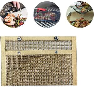 Non-Stick BBQ Mesh Grilling Bag Barbeque Grill Mesh Bag BBQ Accessories Bag (Color: Gold)