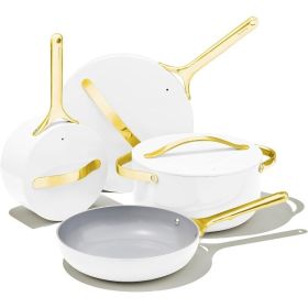 Caraway Nonstick Ceramic Cookware Set - Navy, PTFE & PFOA Free, Oven & Stovetop Safe, Pots and Pans Set (Color: White)