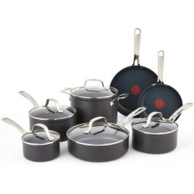 Ultimate Hard Anodized Nonstick Cookware Set 12 Piece Oven Broiler Safe 600F Pots and Pans, Dishwasher Safe Black (Color: Platinum Hard Anodiz)