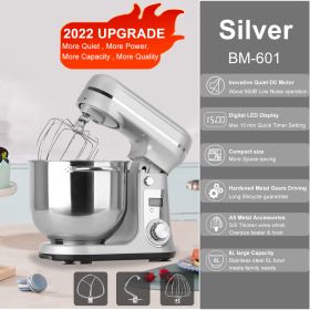 BioloMix Kitchen Food Stand Mixer, Blender, Quiet Motor, Cream Egg Whisk, Whip Dough Kneader, 6-Speed, 1200 W, 6 L, DC (Plug Type: us, Color: 6L Silver BM-601)