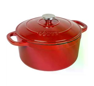 Cooking Pot Indigo Saucepan Cast Iron 5.5 Quart Enameled Dutch Oven Caste Iron Cookware Tableware Kitchen Dining Bar Home Garden (Color: Red)