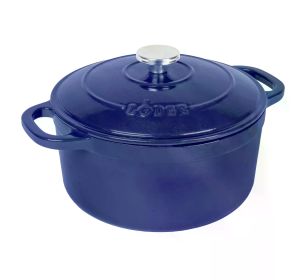 Cooking Pot Indigo Saucepan Cast Iron 5.5 Quart Enameled Dutch Oven Caste Iron Cookware Tableware Kitchen Dining Bar Home Garden (Color: Blue)