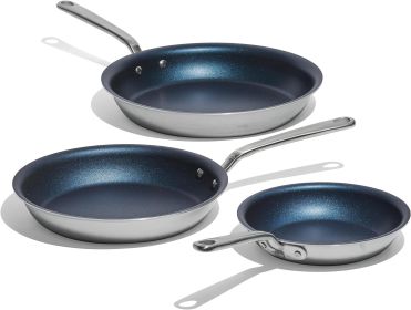 Made In Cookware - Non Stick 3 Piece Frying Pan Set (Includes 8",10",12") - 5 Ply Stainless Clad - Professional Cookware (Color: Harbour Blue3-Piece)