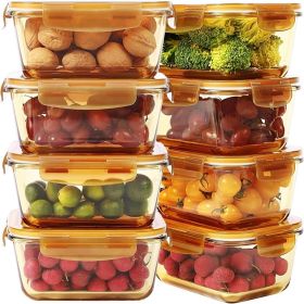 10 Pack Glass Meal Prep Containers Meal Prep Bowls Food Storage Containers Glass Food Prep Containers with Lids Lunch Container (Color: Amber)