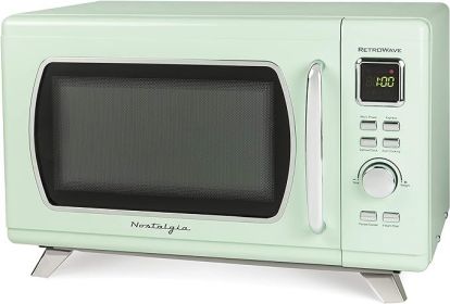 Nostalgia Retro Countertop Microwave Oven - Large 800-Watt - 0.9 cu ft - 12 Pre-Programmed Cooking Settings (Color: Seafoam Green)