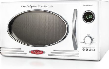 Nostalgia Retro Countertop Microwave Oven - Large 800-Watt - 0.9 cu ft - 12 Pre-Programmed Cooking Settings (Color: White)